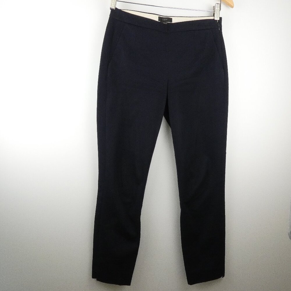 J. Crew Womens Pants 0 Navy Martie Pull On Side Zipper Ankle Crop Pocket Pleated